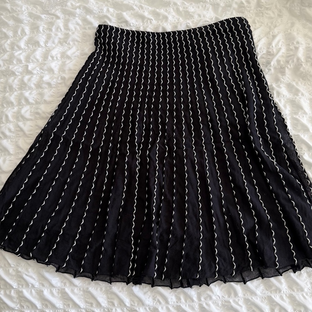Marc Cain Black and White Zigzag A-Line Skirt